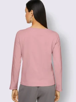 T-shirt à manches longues avec strass sur l'encolure