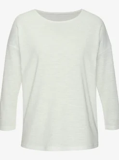 T-shirt manches longues à col rond en effet structuré