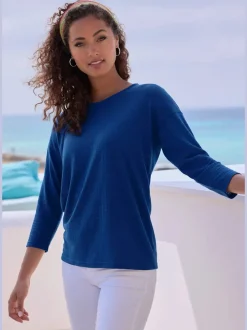 T-shirt manches longues à col rond en tricot structuré