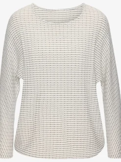 T-shirt manches longues à encolure ronde avec élastique à la taille