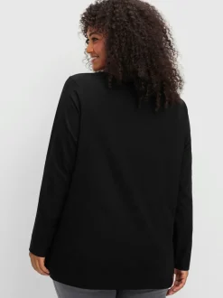T-shirt à manches longues encolure en v passepoilée