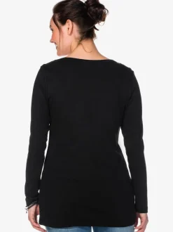T-shirt à manches longues encolure ronde dégagée