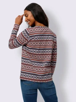 T-shirt à manches longues en coton avec motifs graphiques