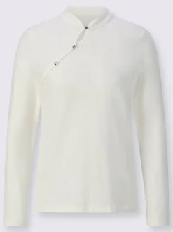 T-shirt à manches longues en coton bio avec fente raffinée