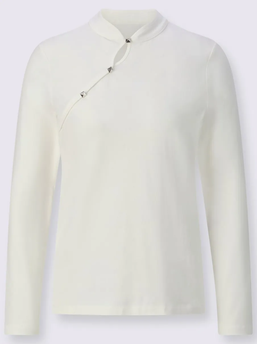 T-shirt à manches longues en coton bio avec fente raffinée