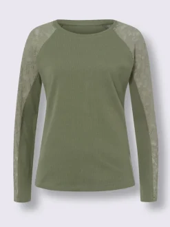 T-shirt à manches longues en dentelle avec col rond