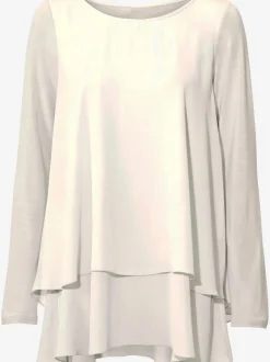 T-shirt à manches longues en mousseline transparente raffinée