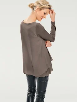 T-shirt à manches longues en mousseline transparente raffinée