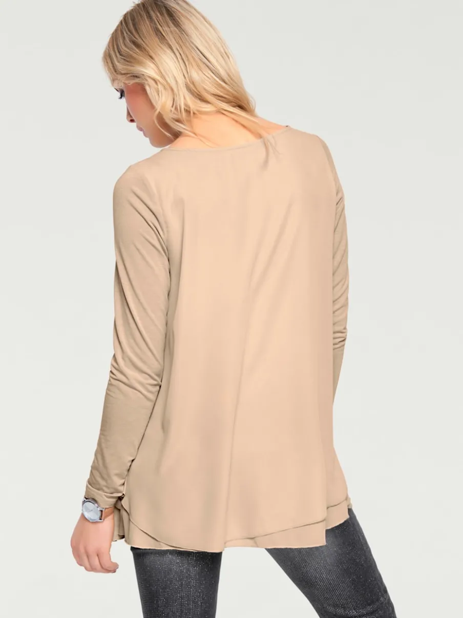 T-shirt à manches longues en mousseline transparente raffinée