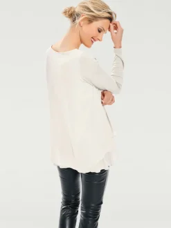 T-shirt à manches longues en mousseline transparente raffinée