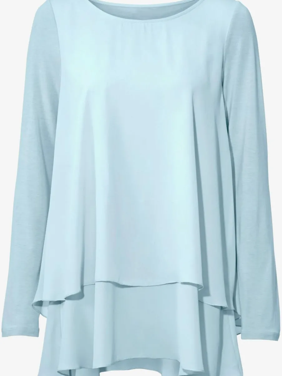 T-shirt à manches longues en mousseline transparente raffinée