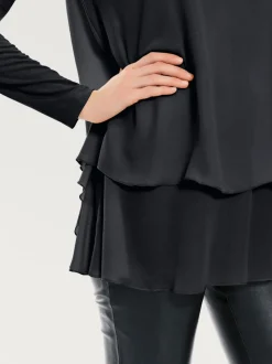 T-shirt à manches longues en mousseline transparente raffinée