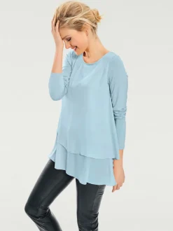 T-shirt à manches longues en mousseline transparente raffinée