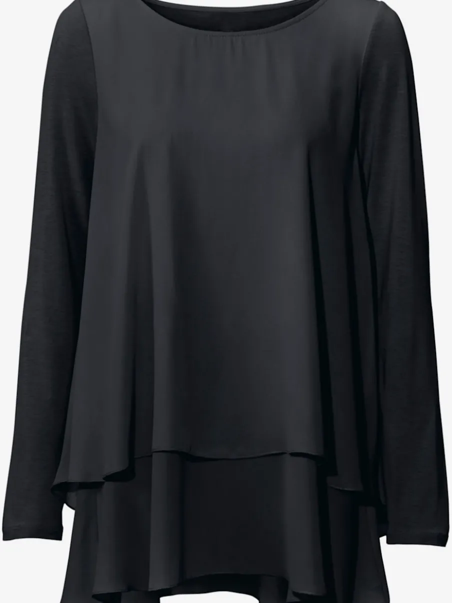 T-shirt à manches longues en mousseline transparente raffinée