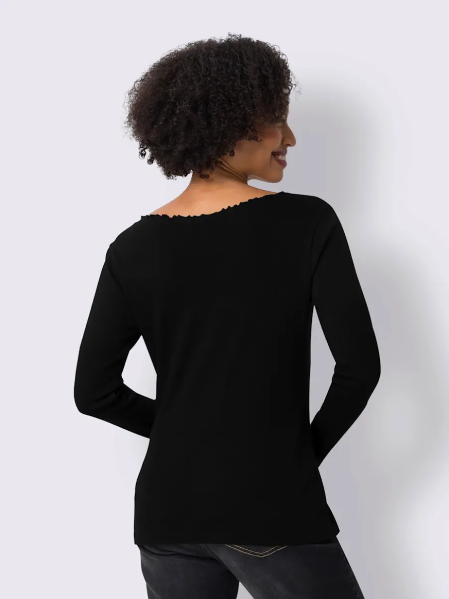 T-shirt à manches longues en tissu côtelé doux