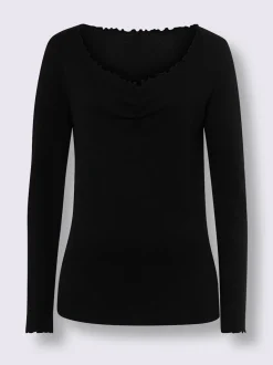 T-shirt à manches longues en tissu côtelé doux