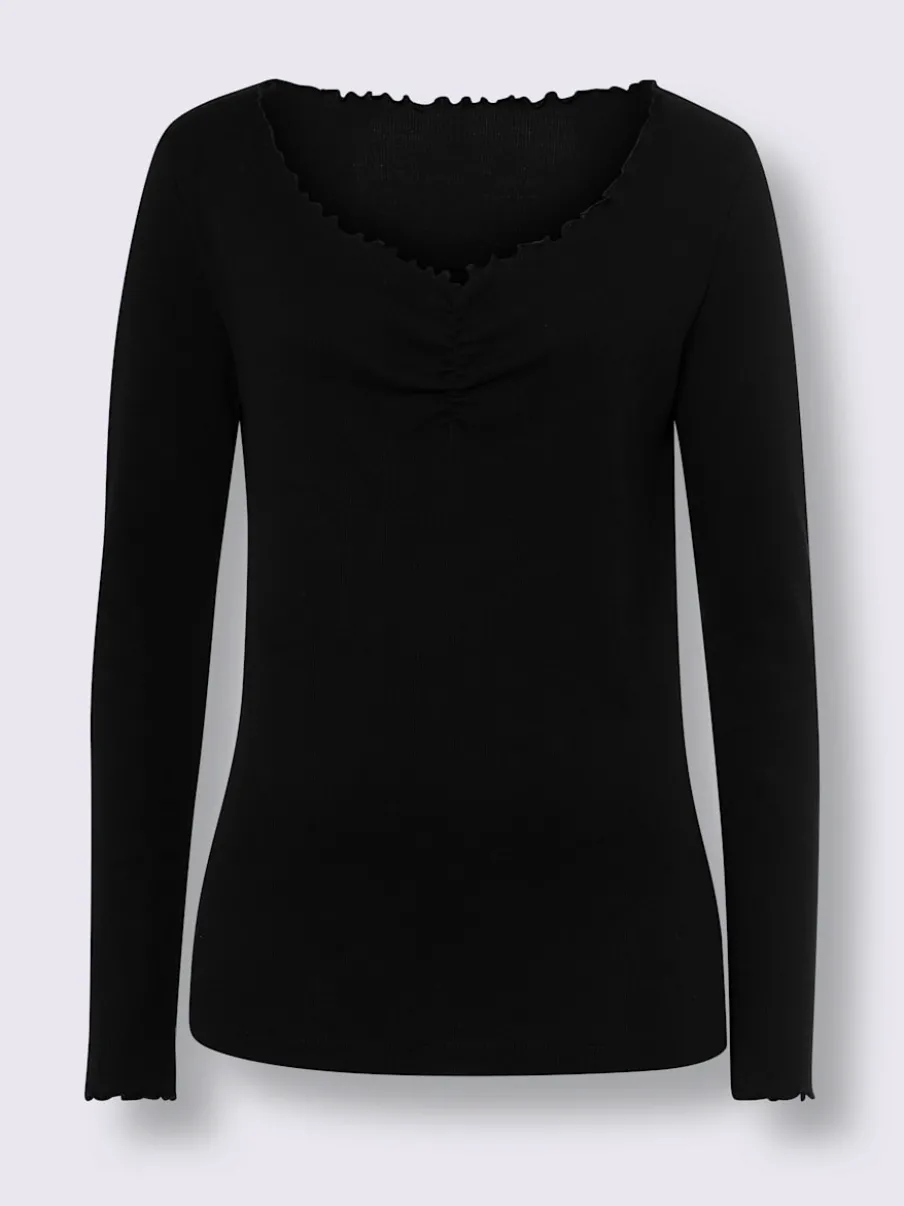 T-shirt à manches longues en tissu côtelé doux
