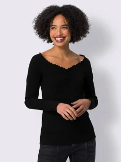 T-shirt à manches longues en tissu côtelé doux