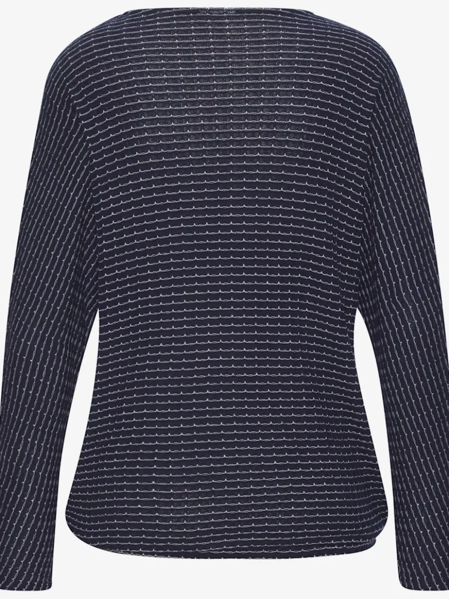 T-shirt à manches longues en tricot structuré avec encolure ronde et élastique à la taille