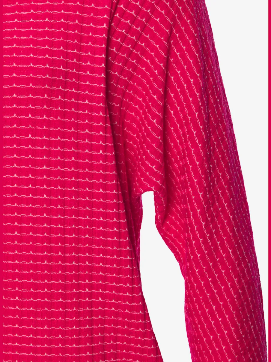 T-shirt à manches longues en tricot structuré avec encolure ronde et élastique à la taille