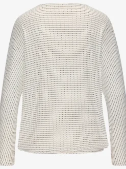 T-shirt à manches longues en tricot structuré avec encolure ronde et élastique à la taille