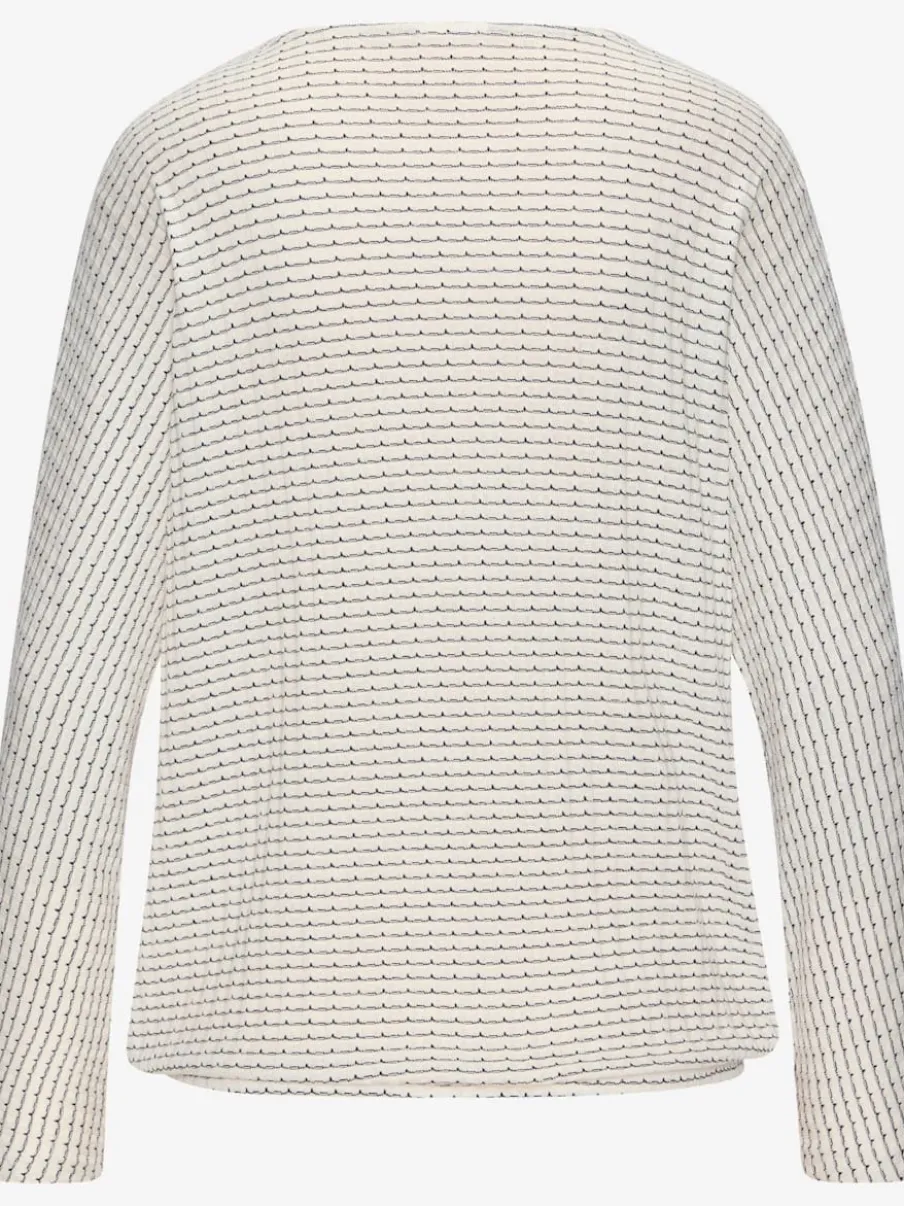 T-shirt à manches longues en tricot structuré avec encolure ronde et élastique à la taille