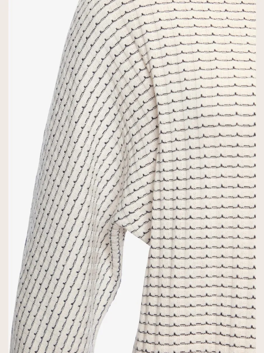 T-shirt à manches longues en tricot structuré avec encolure ronde et élastique à la taille