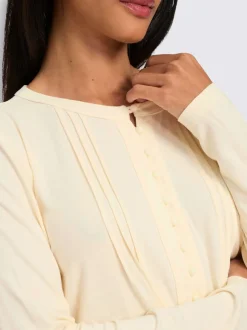 T-shirt à manches longues en viscose douce avec demi-patte de boutonnage