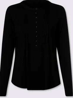 T-shirt à manches longues en viscose douce avec demi-patte de boutonnage