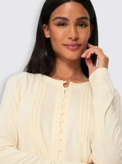 T-shirt à manches longues en viscose douce avec demi-patte de boutonnage