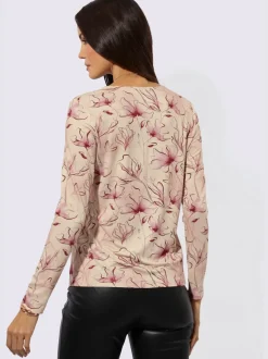 T-shirt à manches longues en viscose avec motif floral délicat