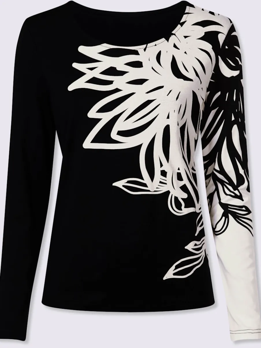 T-shirt à manches longues imprimé floral en matière fluide