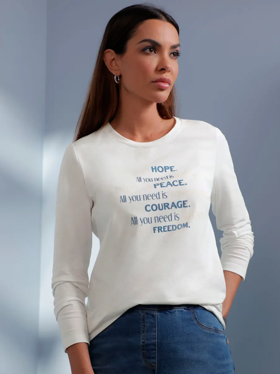 T-shirt à manches longues inscription tendance