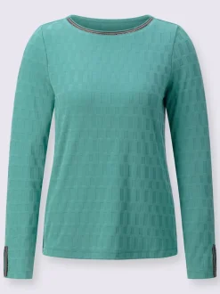 T-shirt à manches longues jacquard avec détails brillants raffinés