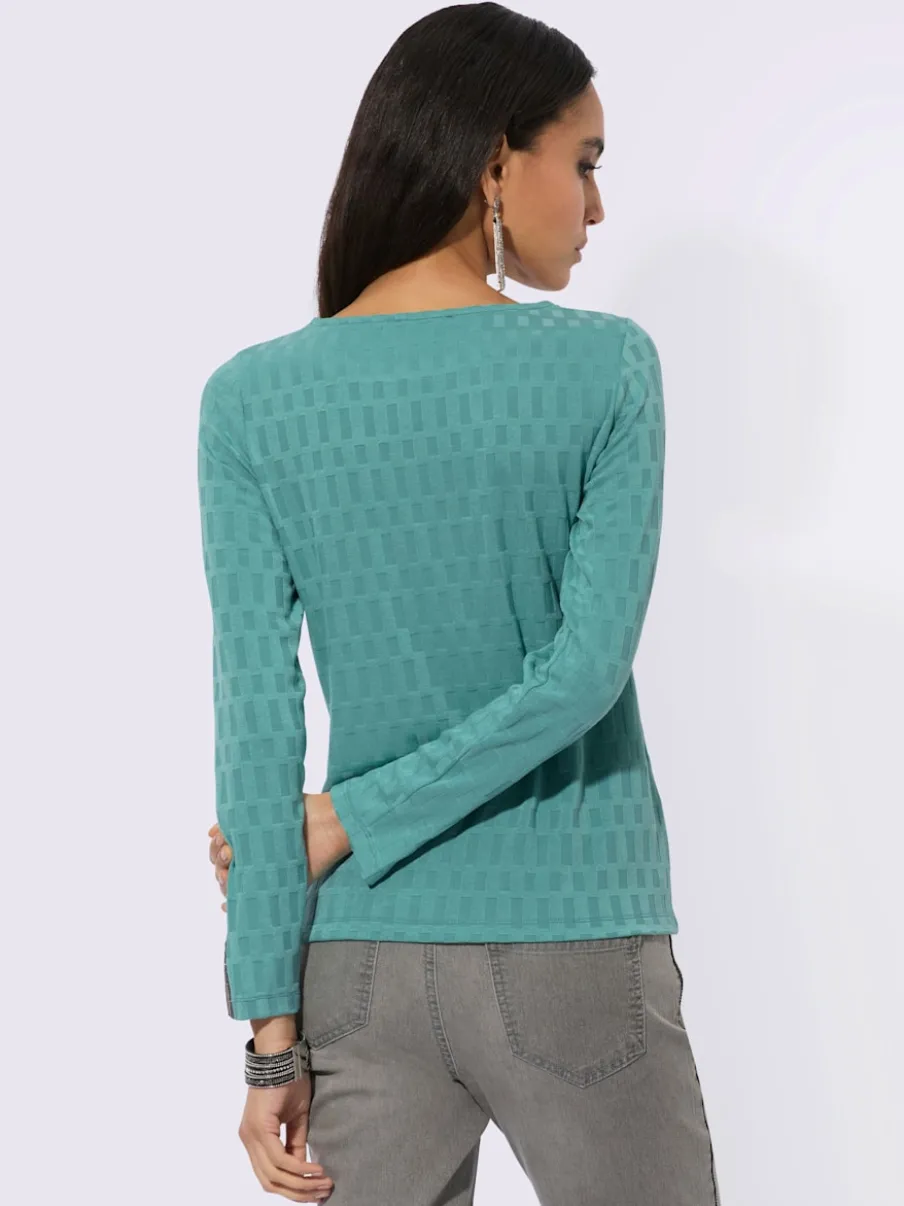 T-shirt à manches longues jacquard avec détails brillants raffinés