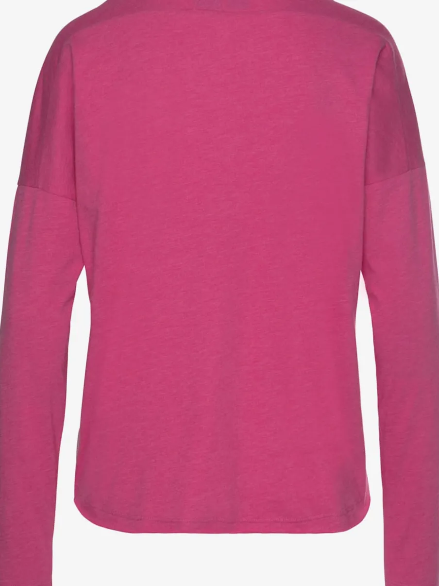 T-shirt manches longues large encolure avec logo imprimé