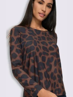 T-shirt à manches longues motif léopard tendance