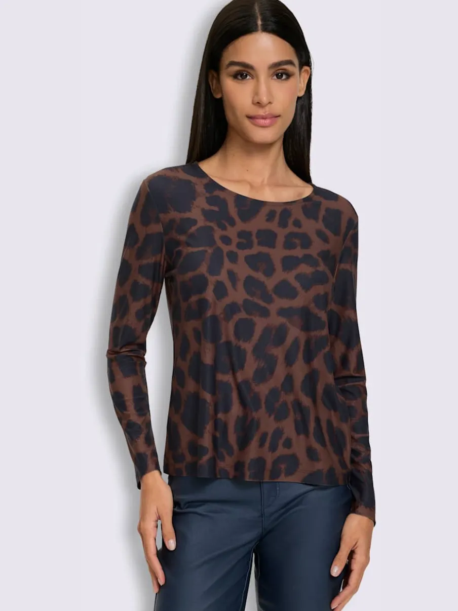 T-shirt à manches longues motif léopard tendance
