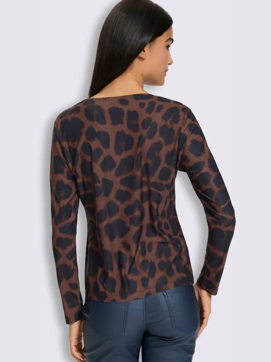 T-shirt à manches longues motif léopard tendance