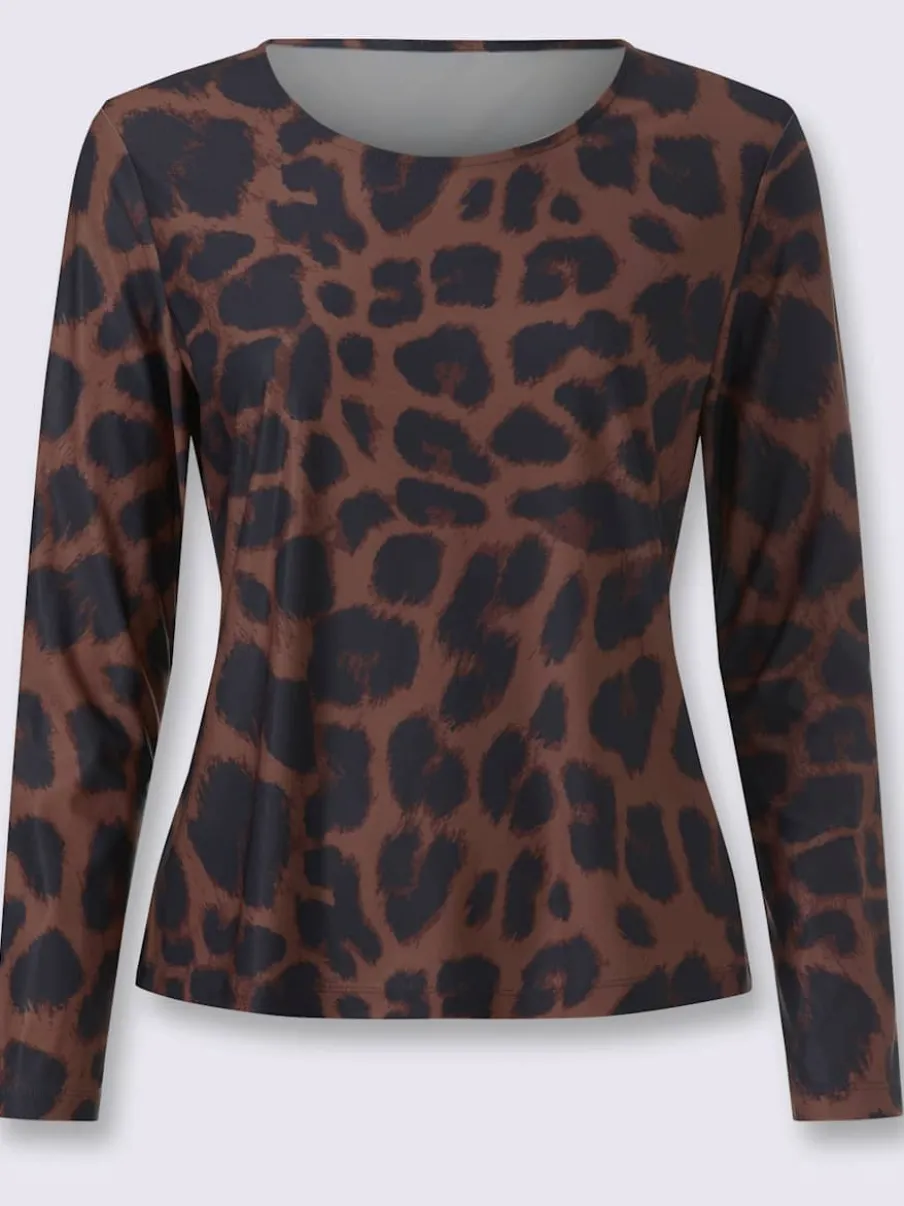 T-shirt à manches longues motif léopard tendance
