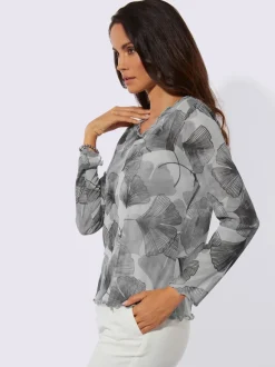 T-shirt à manches longues motif feuilles de gingko