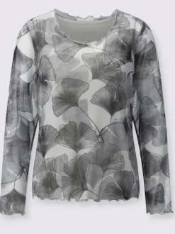 T-shirt à manches longues motif feuilles de gingko