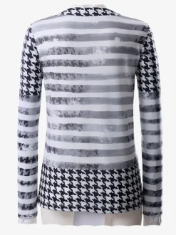 T-shirt à manches longues motifs rayés et floral