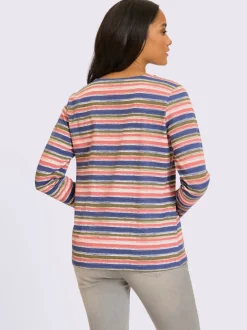 T-shirt à manches longues rayure imprimée