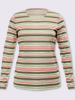 T-shirt à manches longues rayure imprimée