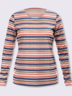 T-shirt à manches longues rayure imprimée