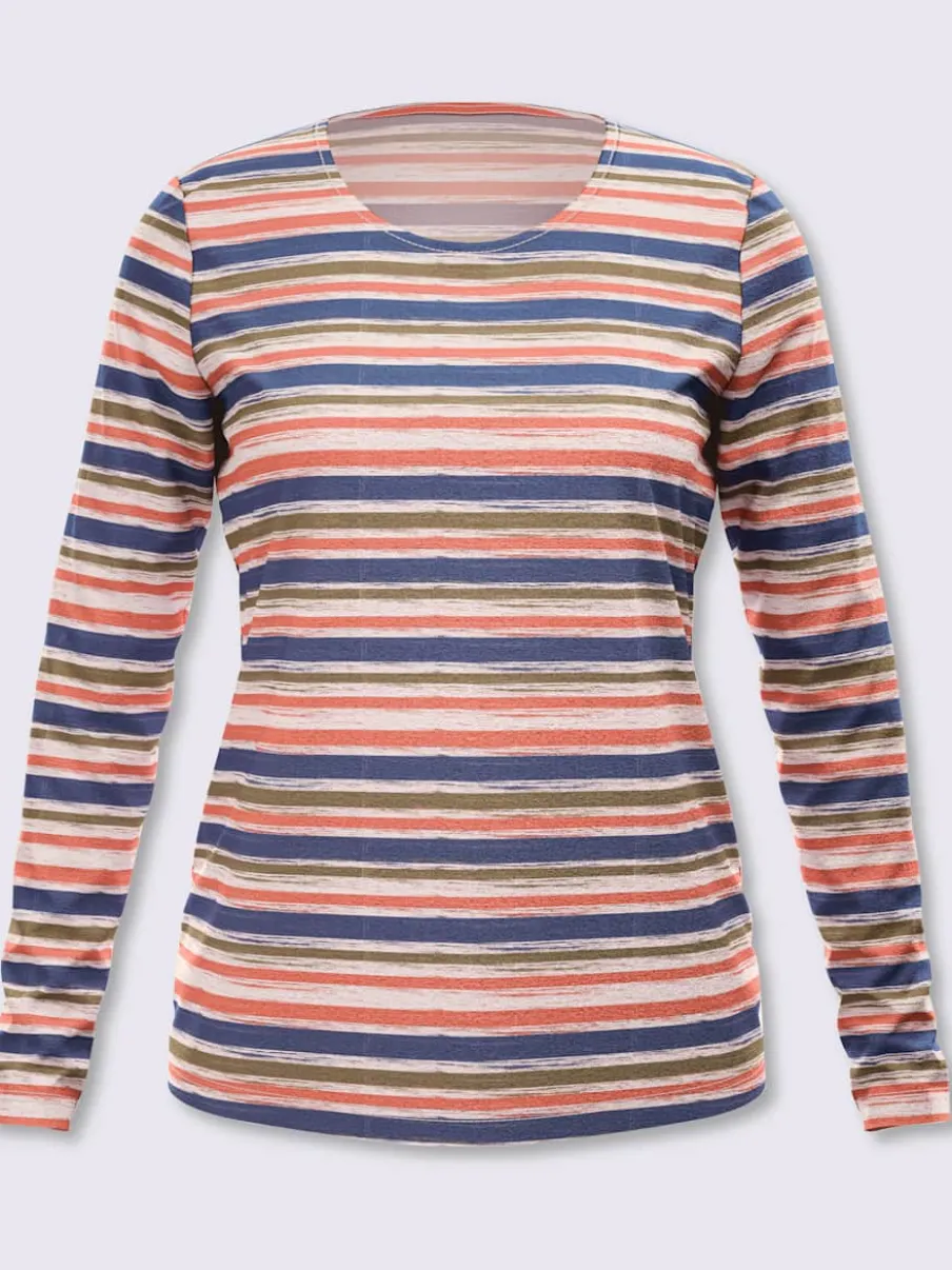 T-shirt à manches longues rayure imprimée