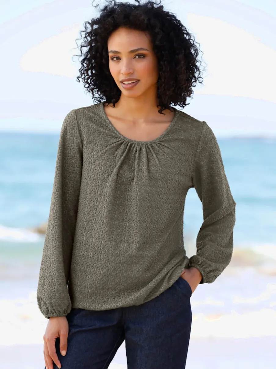 T-shirt à manches longues tissu structuré de qualité