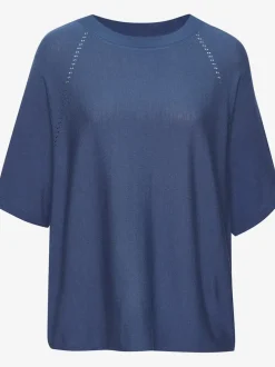 T-shirt à manches mi-longues avec motif en tricot ajouré