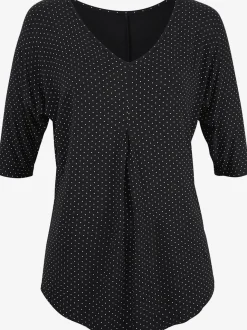 T-shirt à manches mi-longues avec pli creux et petits pois